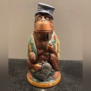 Matthias Girmscheid Rare Monkey German Ceramic Monkey Character Beer Stein